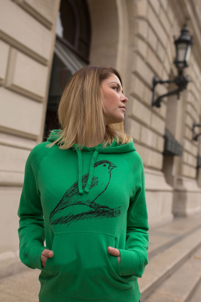 Grüner Frauen Hoodie "Spatz" vegan, organic & fair
